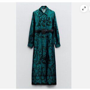 ZARA WOMAN PRINTED MIDI SATIN SHIRTDRESS SIZE M MULTI_8735/214 FW23